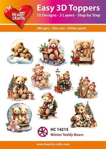 Easy 3D Toppers Winter teddy bears 10 udstandsede motiver med glimmer